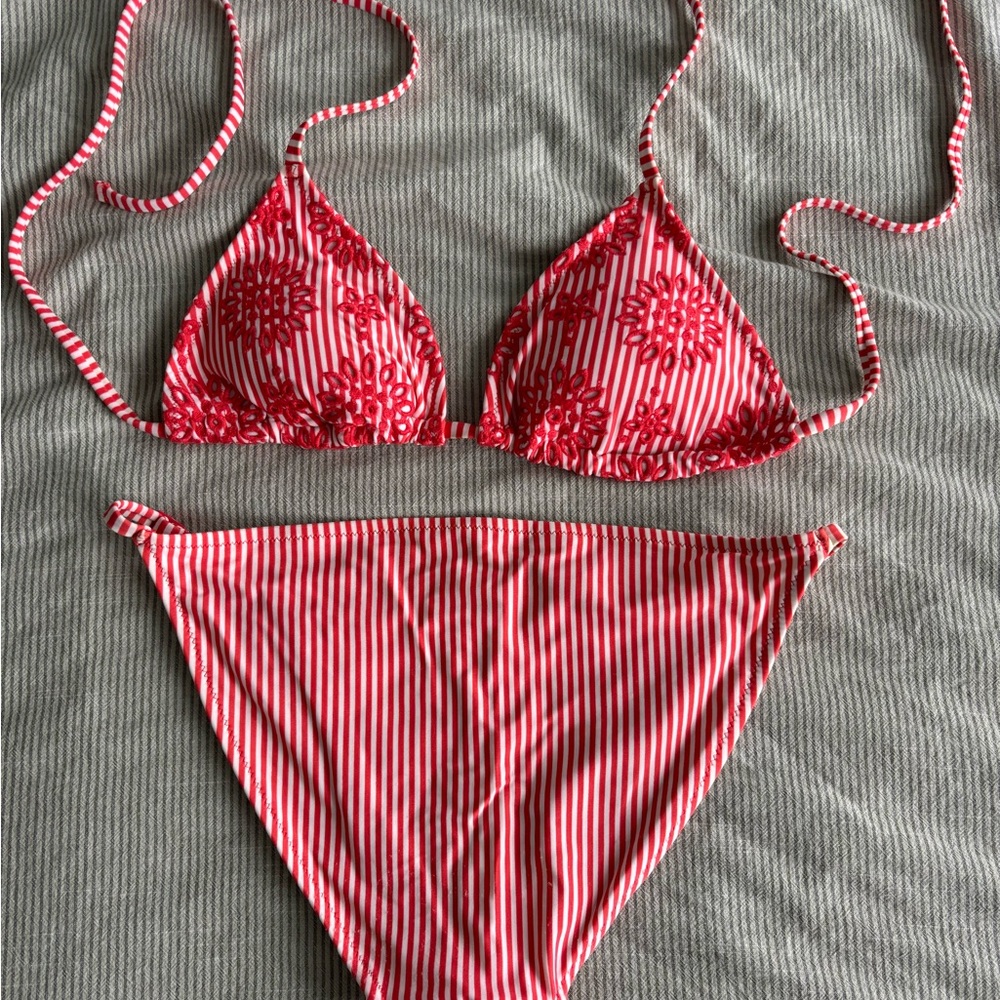 Aerie Red and White Striped Bikini - Picture 3 of 3